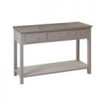 Robert Console Table In Stone Linen With 3 Drawers