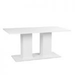 Country Pedestal Dining Table Rectangular In White
