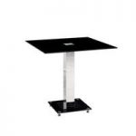 Spectra Dining Table Square In Black Glass With Chrome Base