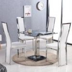 Spectra Glass Dining Table In Black With 4 Collete White Chair