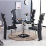Spectra Black Glass Dining Set With 4 Collete Chairs