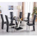 Derby V Glass Dining Set In Black With 6 Collete Chairs