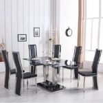 Holly Black Glass Dining Set With 6 Collete Chairs