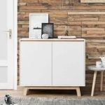 Optra Compact Sideboard In White And Oak Trim With 2 Doors