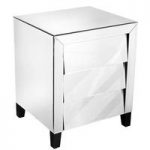 Horizon Mirrored Bedside Cabinet With 3 Drawers And Black Feet