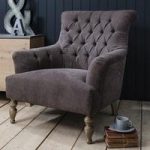 Mistral Fabric Arm Chair In Slate Grey With Wooden Legs