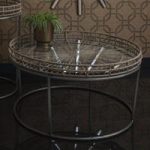 Sennett Glass Coffee Table Round In Natural With Metal Frame