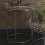 Sennett Glass Side Table Round In Natural With Metal Frame