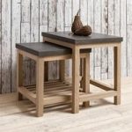 Kingsley Wooden Nest Of 2 Tables In Concrete And Oak
