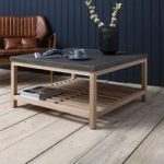 Kingsley Wooden Coffee Table Square In Concrete And Oak