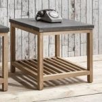 Kingsley Wooden Large Side Table In Concrete And Oak