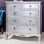 Romania Mahogany Chest of Drawers In Silver Leaf With 5 Drawers