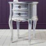 Romania Mahogany Bedside Cabinet In Silver Leaf With 2 Drawers