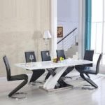 Axara Extendable Dining Table In White With 8 Summer Black Chair