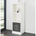 Country Short Narrow Bookcase In White With 2 Shelf