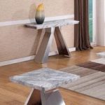 Orion Marble Console Table With Brushed Stainless Base