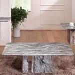 Moritz Marble Rectangular Coffee Table With Stainless Steel Trim