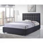 Addison Fabric Contemporary Bed In Grey With Chrome Feet