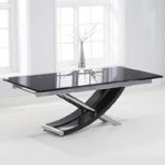 Chanelle Glass Extendable Dining Table In Black With Chrome Legs