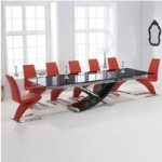 Chanelle Glass Extendable Dining Table With 6 Demi Red Chairs