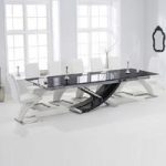 Chanelle Glass Extendable Dining Table With 6 Demi White Chairs