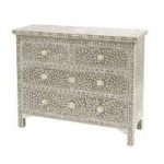 Cheval Inlay Chest of Drawers In Natural With 4 Drawers