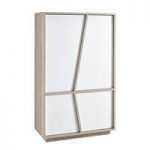 Nova Display Cabinet In Brushed Oak And Pearl White With 4 Doors