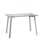 Catalina Glass Dining Table Rectangular In White With Metal Legs