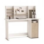 Alanya Wooden Computer Desk In Brushed Oak And Pearl White