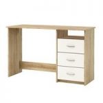 Eddings Wooden Computer Desk In Brushed Oak And Pearl White