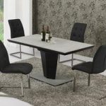 Denver Extendable Dining Table Small In Grey Black Stone Glass