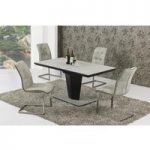 Denver Extendable Small Glass Dining Set With 4 Fredo Grey Chair
