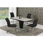 Denver Extendable Small Glass Dining Set And 4 Fredo Black Chair