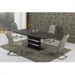 Optra Extendable Small Glass Dining Set With 4 Fredo Grey Chairs