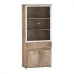 Kelso Glass Display Cabinet In Monument Oak With 4 Doors
