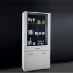 Warso Glass Display Cabinet In White With Gloss Fronts