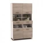Gallen Modern Storage Cabinet In Acacia And White With 4 Doors