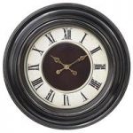 Lublin Wall Clock Round In Brown Frame With Gold Accents