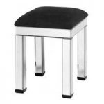 Galaxy Square Mirrored Stool With Black Velvet Cushion