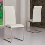 Ronn Dining Chair In White Faux Leather In A Pair