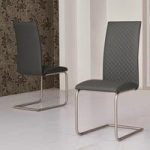 Ronn Dining Chair In Grey Faux Leather In A Pair