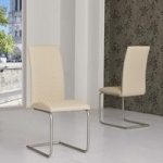 Ronn Dining Chair In Cream Faux Leather In A Pair