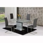 Parini Extendable Dining Set In Grey Gloss With 6 Ronn Chairs