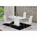 Parini Extendable Dining Set In White Gloss With 6 Ronn Chairs
