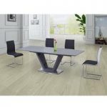 Danton Glass Extendable Dining Table Grey Gloss And 6 Chairs