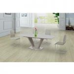 Danton Glass Extendable Dining Table Cream Gloss And 6 Chairs