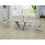 Danton Glass Extendable Dining Set Cream Gloss And 6 Roxy Chairs