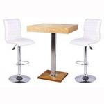 Topaz Bar Table In Oak With 2 Ripple White Bar Stools