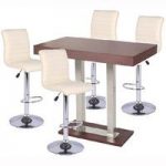 Caprice Bar Table In Wenge With 4 Ripple Cream Bar Stools