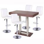Caprice Bar Table In Wenge With 4 Ripple White Bar Stools